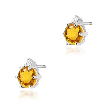 Cercei Aur 14K cu Citrin 0.50 ct si Diamante Naturale 0.03 ct Filet cu Protectie - Img 5
