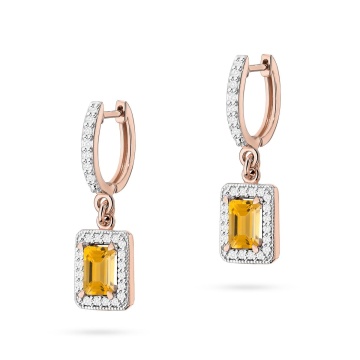 Cercei Aur 14K cu Citrin 0.60 ct si Diamante Naturale 0.34 ct - Img 5