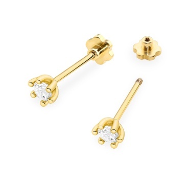Cercei Aur 14K cu Diamant de Laborator 0.15 ct Filet cu Protectie - Img 2