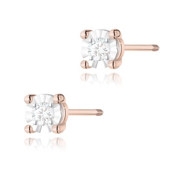 Cercei Aur 14K cu Diamant Natural 0.03 ct Filet cu Protectie - Img 5