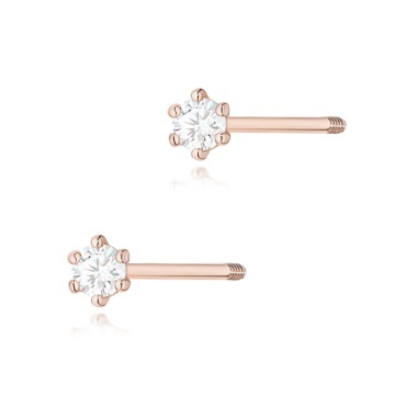 Cercei Aur 14K cu Diamant Natural 0.04 ct Filet cu Protectie - Img 4