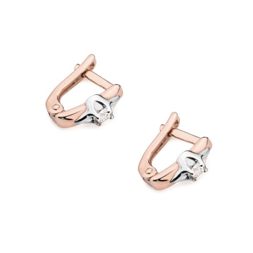 Cercei Aur 14K cu Diamant Natural 0.04 ct - Img 4