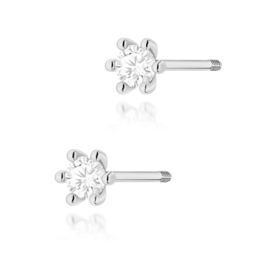 Cercei Aur 14K cu Diamant Natural 0.08 ct Filet cu Protectie - Img 7