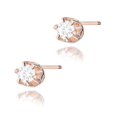 Cercei Aur 14K cu Diamant Natural 0.08 ct Filet cu Protectie - Img 5