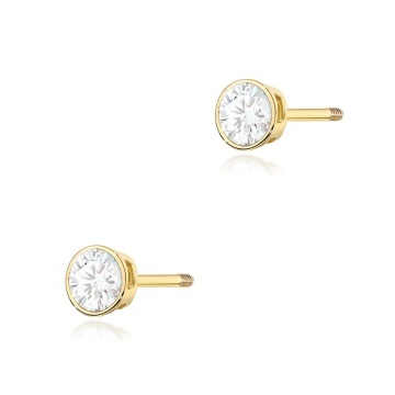 Cercei Aur 14K cu Diamant Natural 0.10 ct Filet cu Protectie