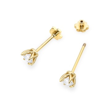 Cercei Aur 14K cu Diamant Natural 0.30 ct Filet cu Protectie - Img 2
