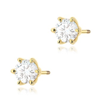 Cercei Aur 14K cu Diamant Natural 0.70 ct Filet cu Protectie