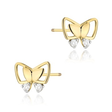 Cercei Aur 14K cu Diamante Naturale 0.08 ct Filet cu Protectie