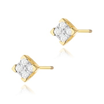 Cercei Aur 14K cu Diamante Naturale 0.16 ct Filet cu Protectie - Img 1