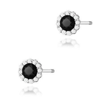 Cercei Aur 14K cu Diamante Naturale Albe si Negre 0.71 ct Filet cu Protectie - Img 4