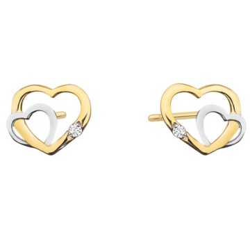 Cercei Aur 14k cu Inimioare si Zirconii - Img 2