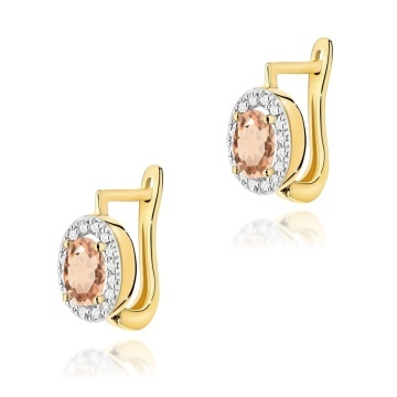 Cercei Aur 14K cu Morganit 0.40 ct si Diamante Naturale 0.16 ct
