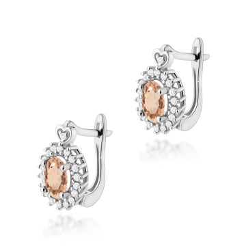 Cercei Aur 14K cu Morganit 0.40 ct si Diamante Naturale 0.19 ct - Img 3