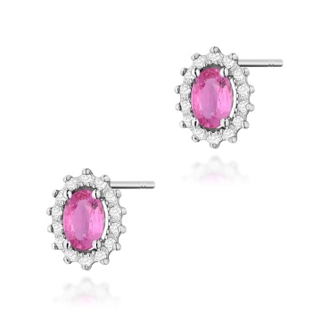 Cercei Aur 14K cu Pink Sapphire 0.50 ct si Diamante Naturale 0.24 ct - Img 4