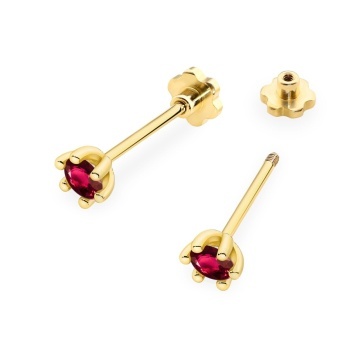 Cercei Aur 14K cu Rubin 0.15 ct Filet cu Protectie - Img 2