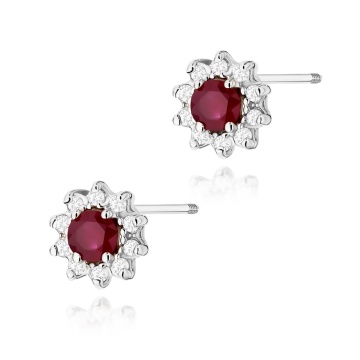 Cercei Aur 14K cu Rubin 0.15 ct si Diamante Naturale 0.17 ct Filet cu Protectie - Img 3