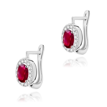 Cercei Aur 14K cu Rubin 0.60 ct si Diamante Naturale 0.16 ct - Img 4
