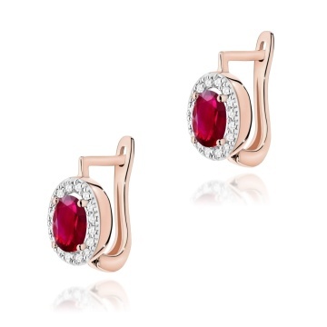 Cercei Aur 14K cu Rubin 0.60 ct si Diamante Naturale 0.16 ct - Img 6