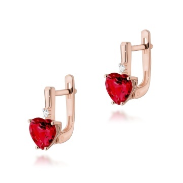 Cercei Aur 14K cu Rubin 1.70 ct si Diamante Naturale 0.03 ct - Img 3