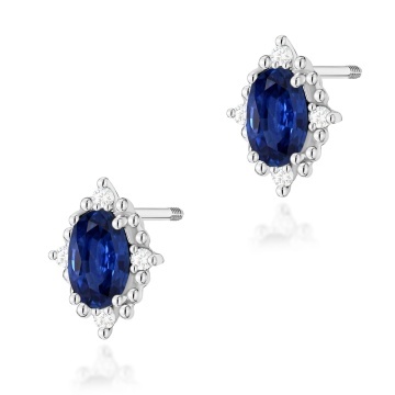 Cercei Aur 14K cu Safir 0.30 ct si Diamante Naturale 0.04 ct Filet cu Protectie - Img 5