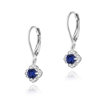 Cercei Aur 14K cu Safir 0.30 ct si Diamante Naturale 0.06 ct - Img 3