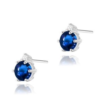 Cercei Aur 14K cu Safir 0.50 ct si Diamante Naturale 0.03 ct - Img 3
