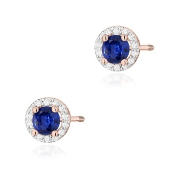 Cercei Aur 14K cu Safir 0.50 ct si Diamante Naturale 0.24 ct Filet cu Protectie - Img 4