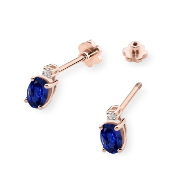 Cercei Aur 14K cu Safir 0.70 ct si Diamante Naturale 0.03 ct Filet cu Protectie - Img 8