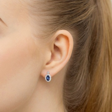 Cercei Aur 14K cu Safir 0.70 ct si Diamante Naturale 0.19 ct - Img 4
