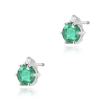Cercei Aur 14K cu Smarald 0.50 ct si Diamante Naturale 0.03 ct Filet cu Protectie - Img 5