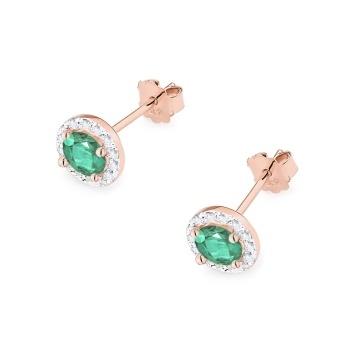 Cercei Aur 14K cu Smarald 0.50 ct si Diamante Naturale 0.24 ct - Img 5