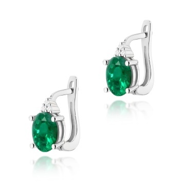 Cercei Aur 14K cu Smarald 0.80 ct si Diamante Naturale 0.05 ct - Img 3