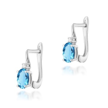 Cercei Aur 14K cu Topaz Swiss 0.50 ct si Diamante Naturale 0.03 ct - Img 5