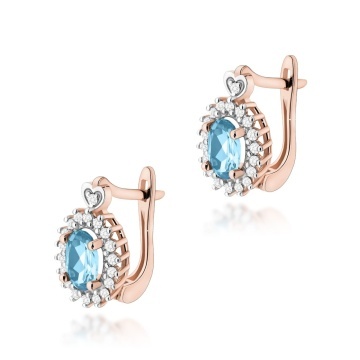 Cercei Aur 14K cu Topaz Swiss 0.50 ct si Diamante Naturale 0.19 ct - Img 5