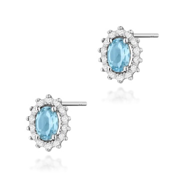 Cercei Aur 14K cu Topaz Swiss 0.50 ct si Diamante Naturale 0.24 ct - Img 4