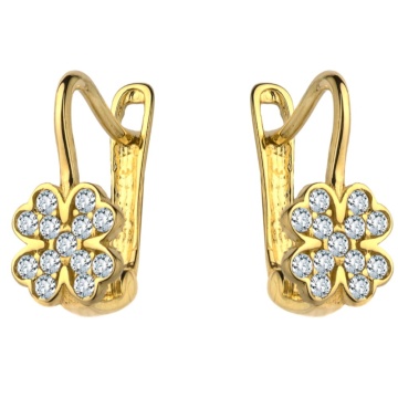 Cercei Aur 14k cu Trifoi si Zirconii - Img 2