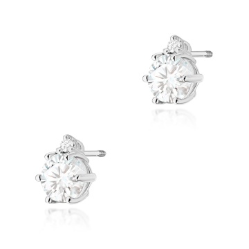 Cercei Aur 14K cu White Sapphire 0.60 ct si Diamante Naturale 0.03 ct Filet cu Protectie - Img 6