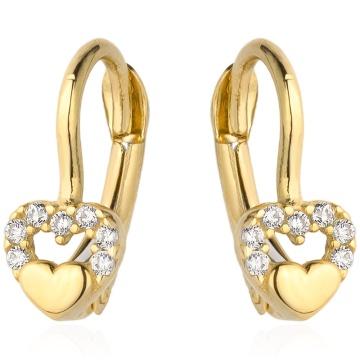 Cercei Aur 14K cu Zirconiu - Inima