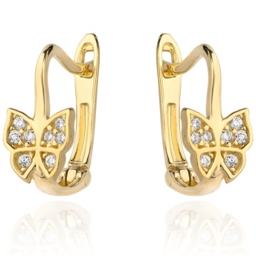 Cercei Fluture cu Inchizatoare englezeasca din Aur 14k cu Zirconi