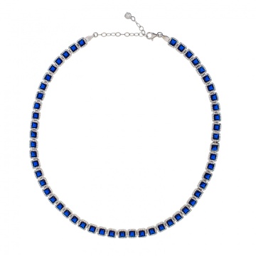 Colier Angel Cubic Collection din argint 925 cu cristale - Blue Edition - Img 2