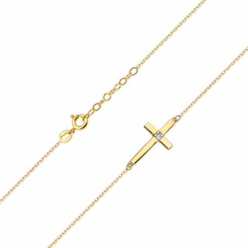 Colier Aur 14K cu Diamant Natural 0.01 ct - Img 2