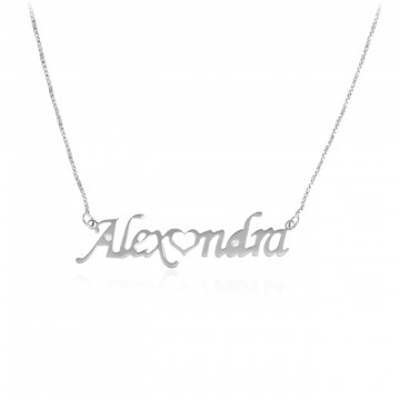 Colier Crystal din argint 925 personalizat cu nume si inimioara contur