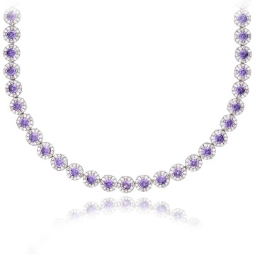 Colier din argint 925 cu cristale Angel Collection - Purple Edition - Img 2