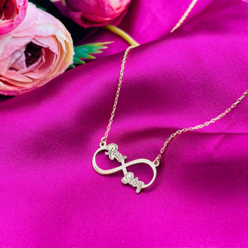 Colier din aur 14k cu infinit personalizat cu 2 nume la alegere - Img 2