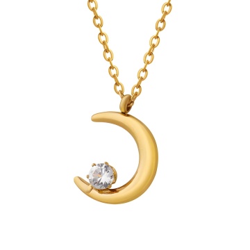 Colier Moon Crystal din Inox placat cu AUR 18K