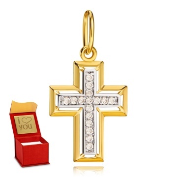 Cruciuliță din Aur 8K cu Zirconii Albe - Img 3