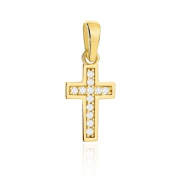 Cruciuliță Mică Din Aur 14K Cu Zirconii - Img 2