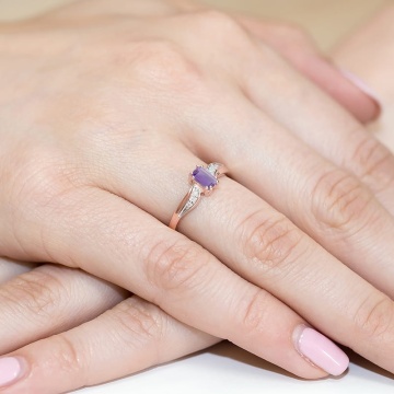 Inel Aur 14K cu Ametist 0.50 ct si Diamante Naturale 0.03 ct - Img 11