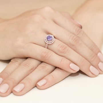 Inel Aur 14K cu Ametist 0.90 ct si Diamante Naturale 0.37 ct - Img 11