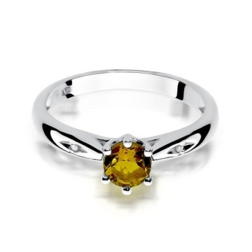 Inel Aur 14K cu Citrin 0.50 ct si Diamante Naturale 0.01 ct - Img 5